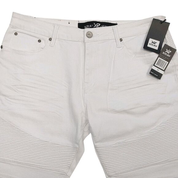 NWT X-ray Jeans White Denim Moto Shorts Mens Size 34 Style : Xms-9613 - Picture 6 of 16
